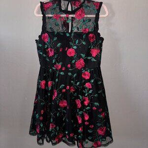 Stunning City Studio black floral embroidered dress